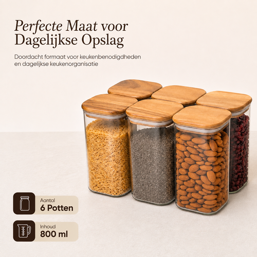 Voorraadpotten, set van 6 · 800 ml