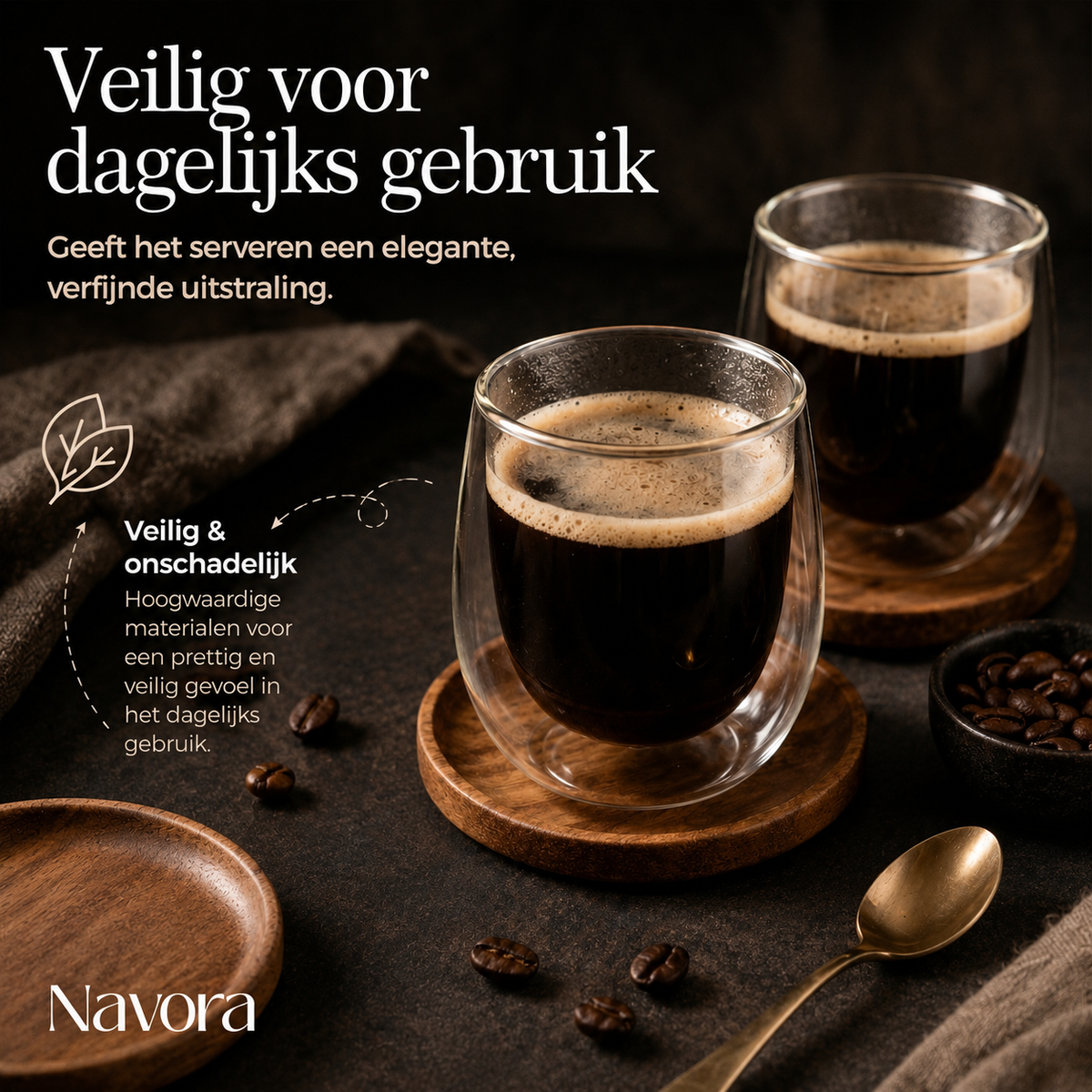 Latte macchiato glazen met onderzetters, set van 6 · 350 ml