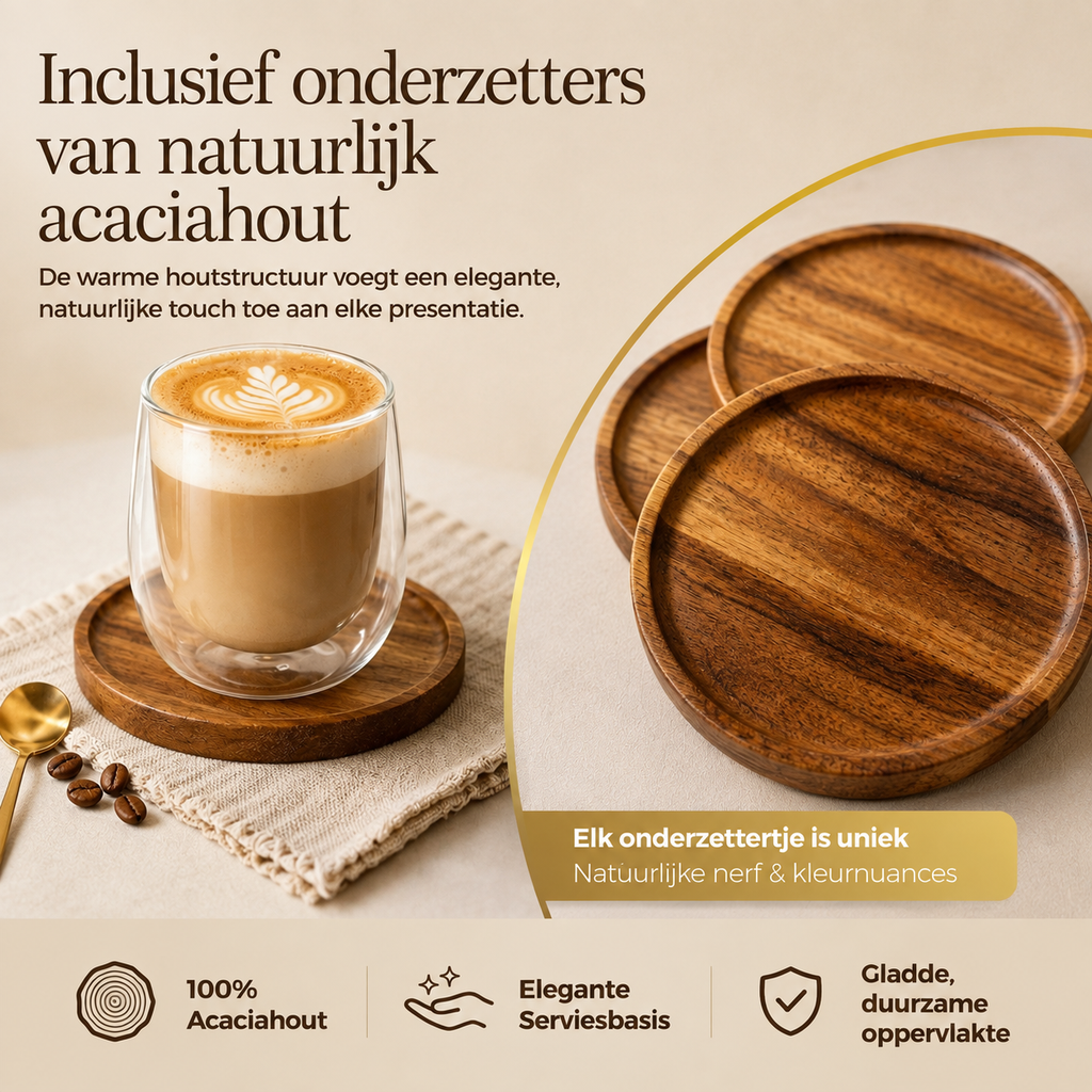Latte macchiato glazen met onderzetters, set van 6 · 350 ml