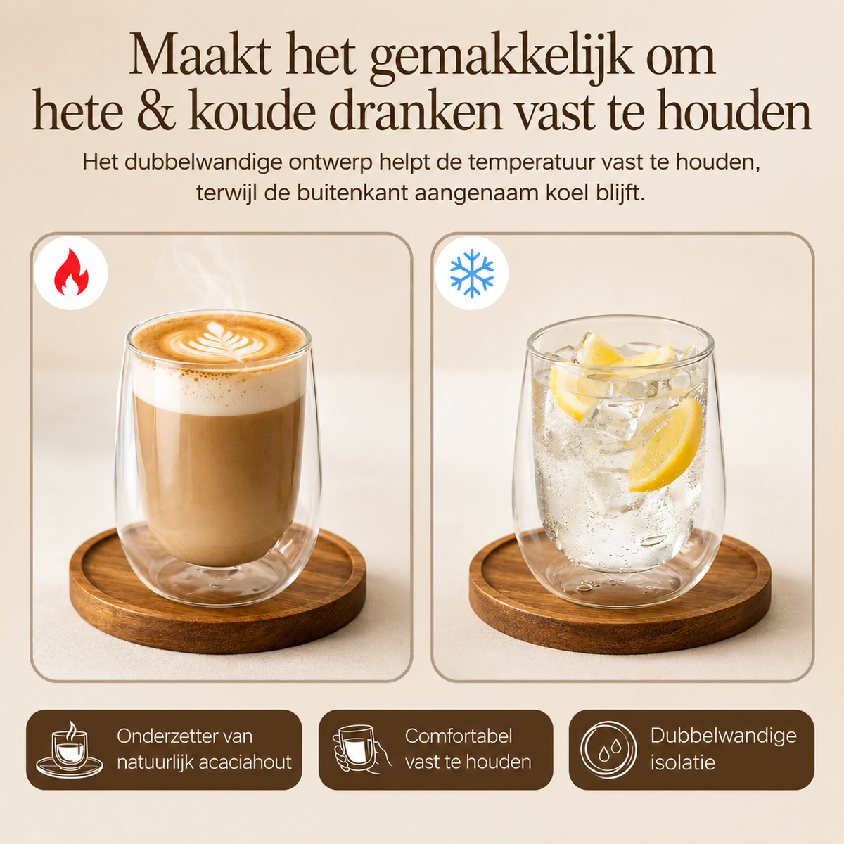Latte macchiato glazen met onderzetters, set van 6 · 350 ml