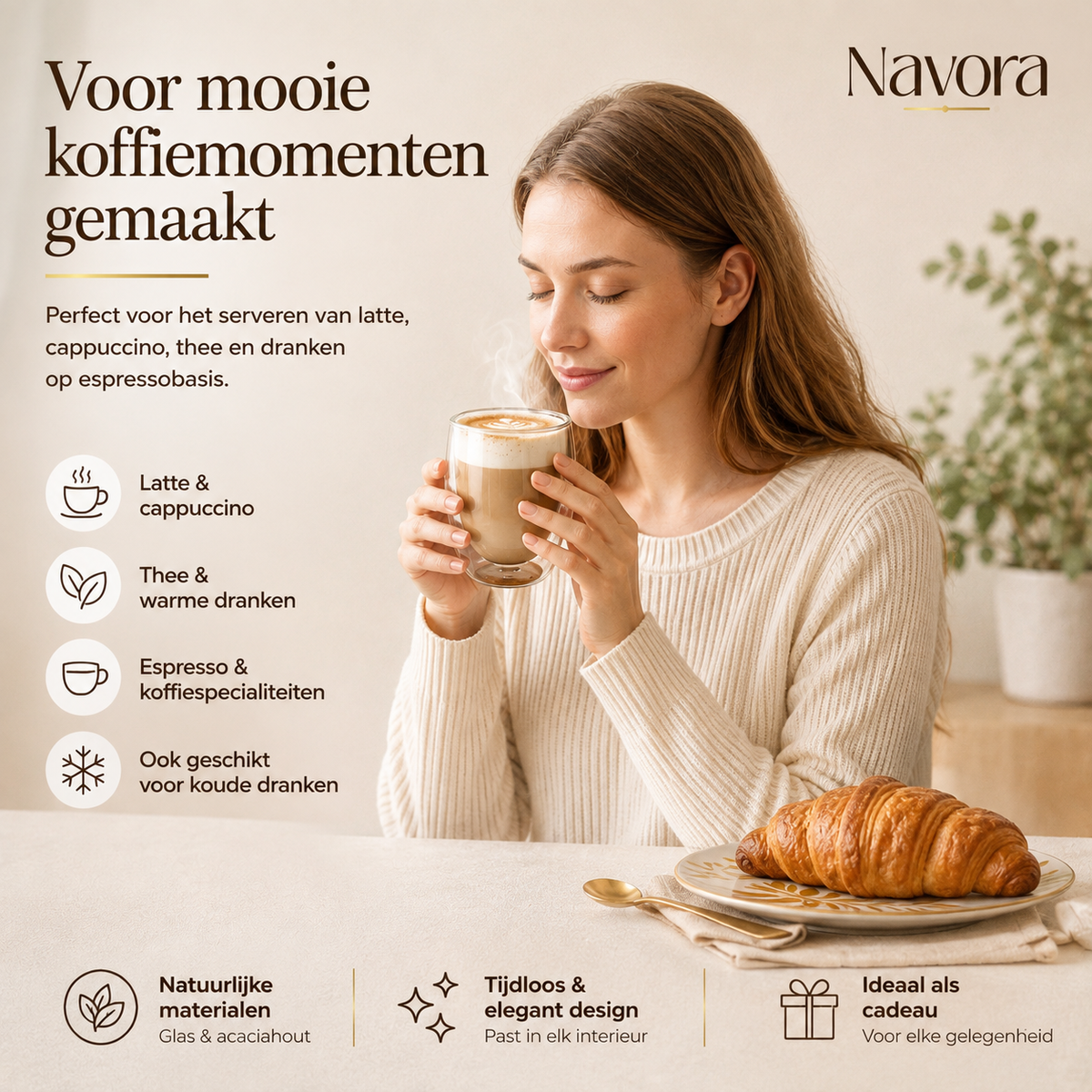 Latte macchiato glazen met onderzetters, set van 6 · 350 ml