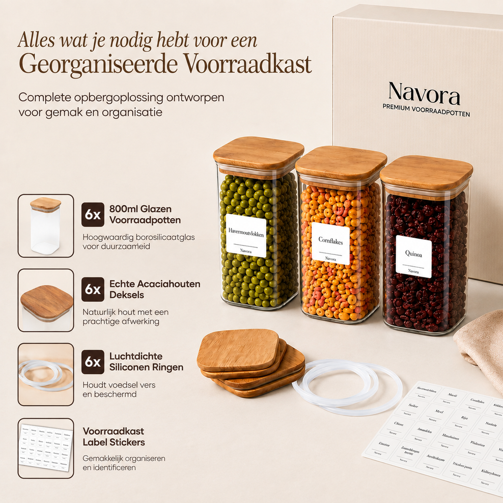Voorraadpotten, set van 6 · 800 ml