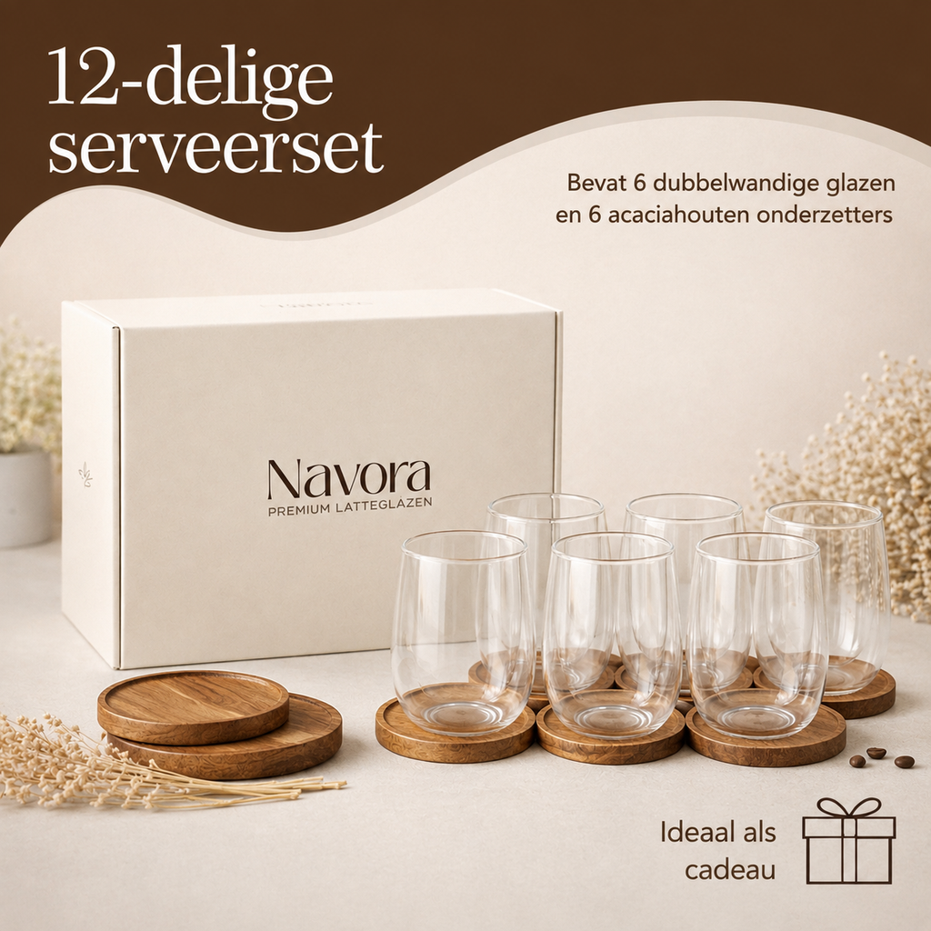 Latte macchiato glazen met onderzetters, set van 6 · 350 ml