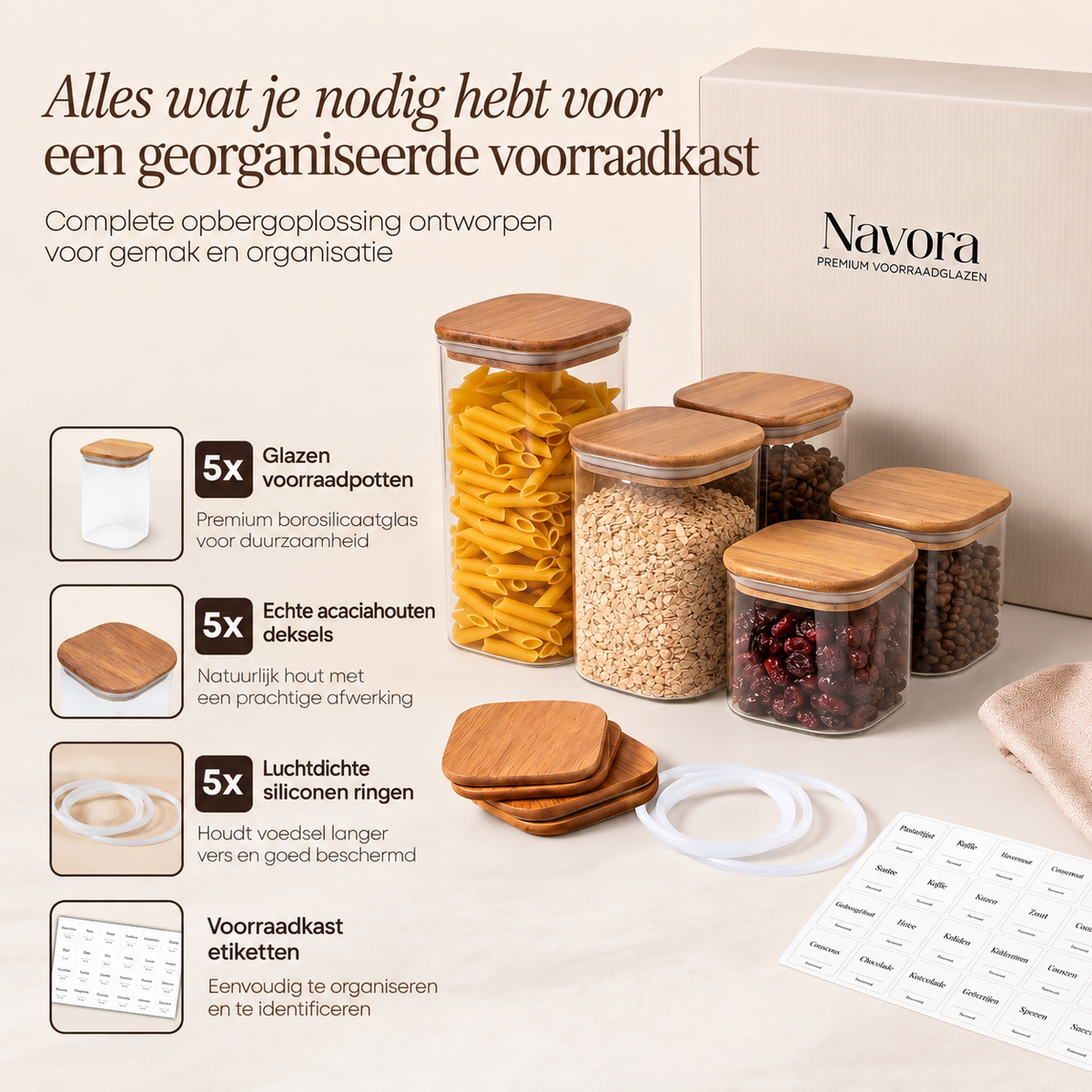 Voorraadpotten, set van 5 · verschillende maten