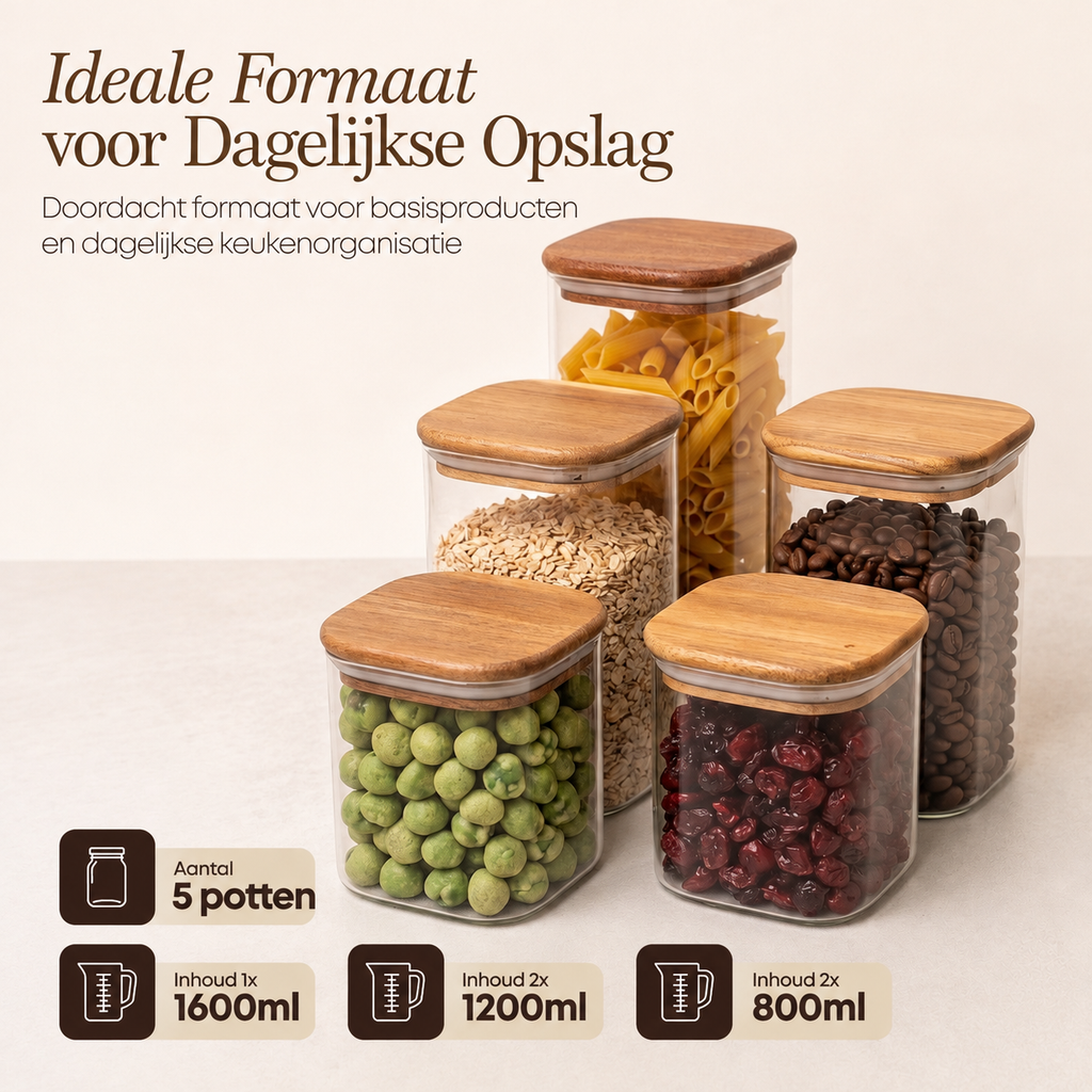 Voorraadpotten, set van 5 · verschillende maten